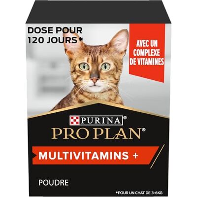 Pro Plan PURINA Multivitamins + Supplément pour chats adultes en poudre avec complexe de vitamines B Paquet de 120 g Pro Plan PURINA Multivitamins + Supplément pour chats adultes en poudre avec complexe de vitamines B Paquet de 120 g