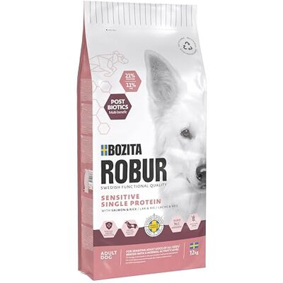 Bozita ROBUR Adult Sensitive Single Protein Saumon Nourriture sèche pour chien 12 kg Haute acceptation Postbiotiques et saumon uniquement comme source de protéines animales Bozita ROBUR Adult Sensitive Single Protein Saumon Nourriture sèche pour chien 12 kg Haute acceptation Postbiotiques et saumon uniquement comme source de protéines animales