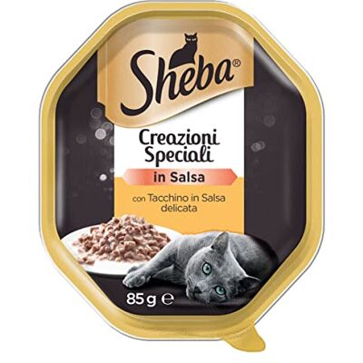 Sheba Créations spéciales en Sauce, Nourriture pour Chat avec Dinde en Sauce délicate, 85 g – 22 bacs Sheba Créations spéciales en Sauce, Nourriture pour Chat avec Dinde en Sauce délicate, 85 g – 22 bacs