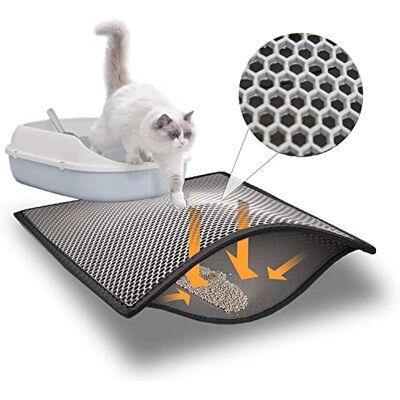 Blue Eyes Tapis de litière pour chat 60 x 40 cm Design nid d'abeille Étanche Double couche Gris Blue Eyes Tapis de litière pour chat 60 x 40 cm Design nid d'abeille Étanche Double couche Gris