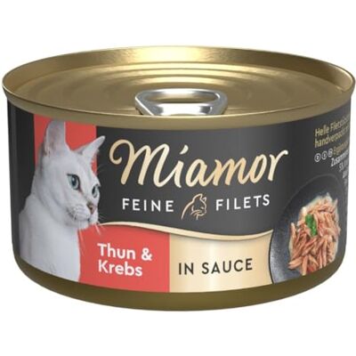 Miamor Filets fins en sauce Nourriture humide pour chats adultes avec morceaux de filet en sauce. Complément alimentaire faible en gras dans une boîte sans additifs artificiels 24 x 85 g de thon Miamor Filets fins en sauce Nourriture humide pour chats adultes avec morceaux de filet en sauce. Complément alimentaire faible en gras dans une boîte sans additifs artificiels 24 x 85 g de thon