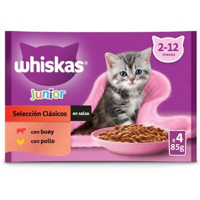whiskas Nourriture humide pour chats Junior Sélection Classique 4x85g whiskas Nourriture humide pour chats Junior Sélection Classique 4x85g