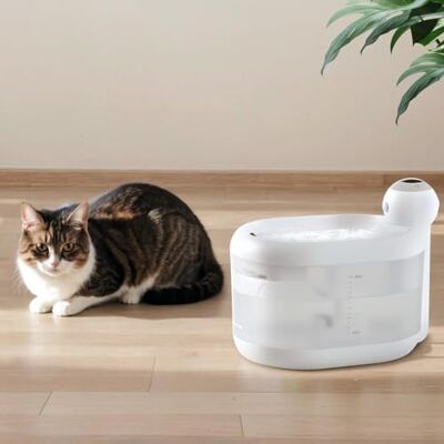 Happy & Polly Fontaine à eau sans fil pour chat – Fontaine à eau sans fil pour chat de 2,2 l/2,2 l avec bol à eau avec batterie rechargeable de 4400 mAh avec capteur, contient 2 filtres Happy & Polly Fontaine à eau sans fil pour chat – Fontaine à eau sans fil pour chat de 2,2 l/2,2 l avec bol à eau avec batterie rechargeable de 4400 mAh avec capteur, contient 2 filtres