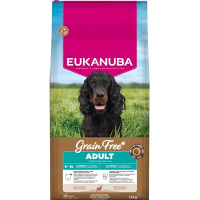 Eukanuba Nourriture pour chien sans céréales avec gibier, croquettes de qualité supérieure, sans céréales, pour chiens adultes de toutes races, 12 kg Eukanuba Nourriture pour chien sans céréales avec gibier, croquettes de qualité supérieure, sans céréales, pour chiens adultes de toutes races, 12 kg
