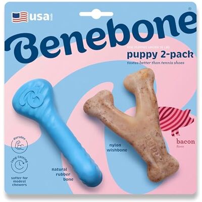 Benebone Lot de 2 os en caoutchouc pour chiot Benebone Lot de 2 os en caoutchouc pour chiot