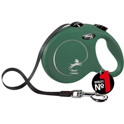 FLEXI ® Classic Laisse enroulable pour chien Vert olive 5 m FLEXI ® Classic Laisse enroulable pour chien Vert olive 5 m