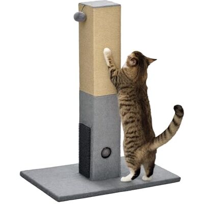 Pawhut Poteau à gratter pour Chat 79 cm, Arbre à Chat avec Une Balle Suspendue et Une Balle avec Clochette, 2 brosses de toilettage, Beige, Gris Pawhut Poteau à gratter pour Chat 79 cm, Arbre à Chat avec Une Balle Suspendue et Une Balle avec Clochette, 2 brosses de toilettage, Beige, Gris