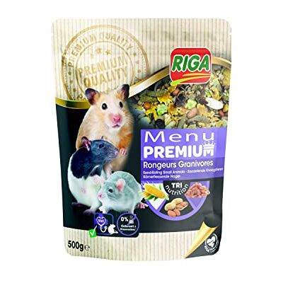 Riga Menu Premium pour Rongeur Granivores Hamsters, Rats, Souris Mélange De Graines, Céréales, Légumes, Fruits Et Noix Riche en Vitamines Et Minéraux Élaboré par des Vétérinaires 500 g Riga Menu Premium pour Rongeur Granivores Hamsters, Rats, Souris Mélange De Graines, Céréales, Légumes, Fruits Et Noix Riche en Vitamines Et Minéraux Élaboré par des Vétérinaires 500 g