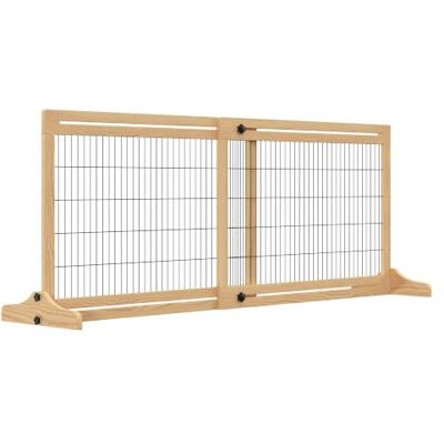 Pawhut Barrière de Sécurité pour Chien 104-180x36x69cm Pin Bois Naturel Extensible, Barrière Autoportante pour Animaux, Longueur Réglable Pawhut Barrière de Sécurité pour Chien 104-180x36x69cm Pin Bois Naturel Extensible, Barrière Autoportante pour Animaux, Longueur Réglable