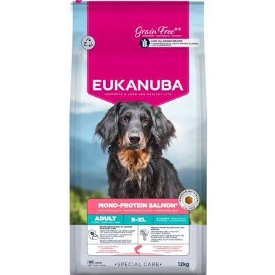 Eukanuba Nourriture sèche pour chien mono-protéinée au saumon Special Care avec seulement du saumon comme protéines animales Formule à faible teneur en allergènes 12 kg Eukanuba Nourriture sèche pour chien mono-protéinée au saumon Special Care avec seulement du saumon comme protéines animales Formule à faible teneur en allergènes 12 kg