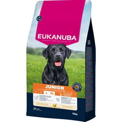 Eukanuba Life Care Croquettes Chien Junior Grande Race 12 à 18 mois, Race Géante 14 mois à 2 ans, Riche en Poulet Frais, DHA, Calcium, Oméga 3&6, FOS, Sans colorants, arômes artificiels ni OGM – 15 kg Eukanuba Life Care Croquettes Chien Junior Grande Race 12 à 18 mois, Race Géante 14 mois à 2 ans, Riche en Poulet Frais, DHA, Calcium, Oméga 3&6, FOS, Sans colorants, arômes artificiels ni OGM – 15 kg