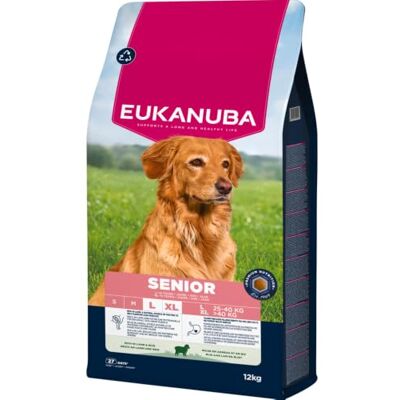 Eukanuba Senior Aliment pour chien avec agneau et riz pour grandes races, aliments secs de qualité supérieure pour chiens âgés, 12 kg Eukanuba Senior Aliment pour chien avec agneau et riz pour grandes races, aliments secs de qualité supérieure pour chiens âgés, 12 kg