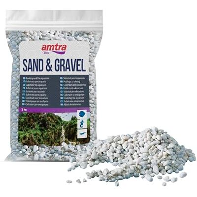 Amtra Gravel Noa Gravier naturel pour aquarium, sol décoratif, grains grossiers blancs, taille 4-8 mm, format 2 kg Amtra Gravel Noa Gravier naturel pour aquarium, sol décoratif, grains grossiers blancs, taille 4-8 mm, format 2 kg