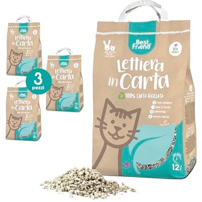 Best Friend Litière pour chat en papier extra absorbant de 12 L. Se débarrasse dans le bio ou les toilettes. Sable sans poussière et super léger, 3 pièces Best Friend Litière pour chat en papier extra absorbant de 12 L. Se débarrasse dans le bio ou les toilettes. Sable sans poussière et super léger, 3 pièces