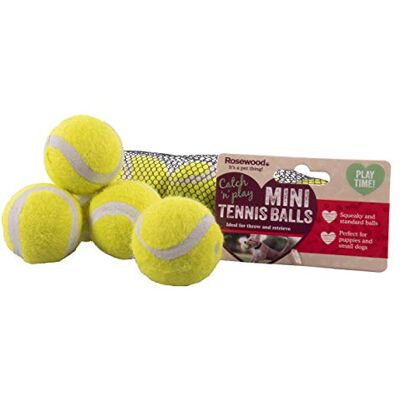 Rosewood Lot de 5 mini balles de tennis assorties pour chiens Rosewood Lot de 5 mini balles de tennis assorties pour chiens