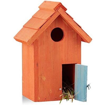 Relaxdays Nichoir à oiseaux en bois, porte, à suspendre, petit trou de vol, oiseaux chantants, H : 24,3 x 17 x 12 cm, orange Relaxdays Nichoir à oiseaux en bois, porte, à suspendre, petit trou de vol, oiseaux chantants, H : 24,3 x 17 x 12 cm, orange
