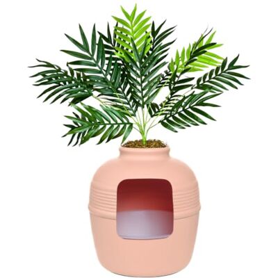 Good Pet Stuff Bac à litière caché original pour chat avec plante artificielle, rond, fermé, insert réutilisable, système d'odeur ventilé, filtre à charbon ventilé, nettoyage facile, corail rose Good Pet Stuff Bac à litière caché original pour chat avec plante artificielle, rond, fermé, insert réutilisable, système d'odeur ventilé, filtre à charbon ventilé, nettoyage facile, corail rose