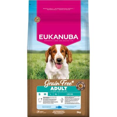Eukanuba Nourriture pour chien sans céréales avec poisson pour races de petite et moyenne taille, nourriture sèche de qualité supérieure sans céréales pour chiens adultes 3 kg Eukanuba Nourriture pour chien sans céréales avec poisson pour races de petite et moyenne taille, nourriture sèche de qualité supérieure sans céréales pour chiens adultes 3 kg
