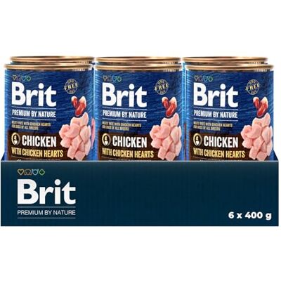 Brit Premium by Nature Lot de 6 boîtes de pâtée pour chiens adultes, poulet avec cœur de poulet, nourriture complète, 6 x 400 g Brit Premium by Nature Lot de 6 boîtes de pâtée pour chiens adultes, poulet avec cœur de poulet, nourriture complète, 6 x 400 g