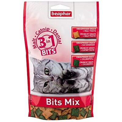 Beaphar Bits Mix pour chats Pâte à malte, cataire, vitamines Favorise la santé et le bien-être, soins dentaires 150 g Beaphar Bits Mix pour chats Pâte à malte, cataire, vitamines Favorise la santé et le bien-être, soins dentaires 150 g