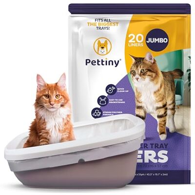 Pettiny Jumbo Sacs à Litière pour Chat avec Cordons de Serrage Lot de 20 Doublures Anti-Griffes pour Bac à Litière Géant Pettiny Jumbo Sacs à Litière pour Chat avec Cordons de Serrage Lot de 20 Doublures Anti-Griffes pour Bac à Litière Géant