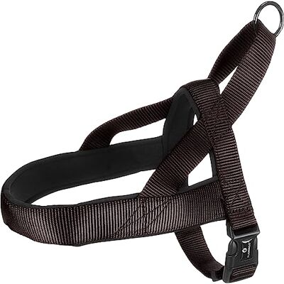 FLAMINGO Harnais Norvegien Noir pour Chien Anti Traction Réfléchissant et Réglable intérieur Doux pour Un Confort Maximum Facile à Utiliser A:55cm B:65-80cm FLAMINGO Harnais Norvegien Noir pour Chien Anti Traction Réfléchissant et Réglable intérieur Doux pour Un Confort Maximum Facile à Utiliser A:55cm B:65-80cm