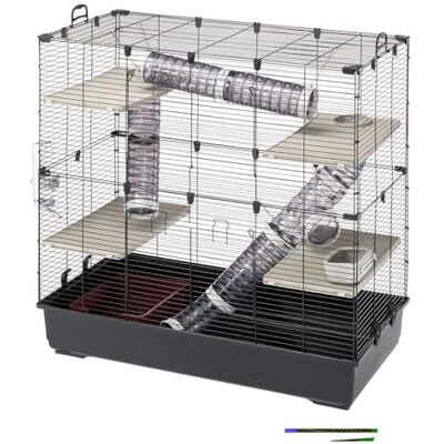 Cage pour furets et chinchillas - Design à plusieurs niveaux avec fond en résine Cage pour furets et chinchillas - Design à plusieurs niveaux avec fond en résine