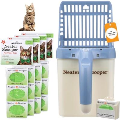 Neater Pet Brands Neater Scooper Pelle à litière pour chat et lot de 195 sacs de recharge – Système de pelle à litière pour chat avec sacs à déchets supplémentaires, bleu Neater Pet Brands Neater Scooper Pelle à litière pour chat et lot de 195 sacs de recharge – Système de pelle à litière pour chat avec sacs à déchets supplémentaires, bleu