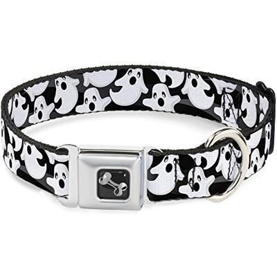 Buckle-Down Buckle Down Ghosts Diffuse Noir/Blanc Collier de Chien en Forme d'os, Large/15–66 cm Buckle-Down Buckle Down Ghosts Diffuse Noir/Blanc Collier de Chien en Forme d'os, Large/15–66 cm