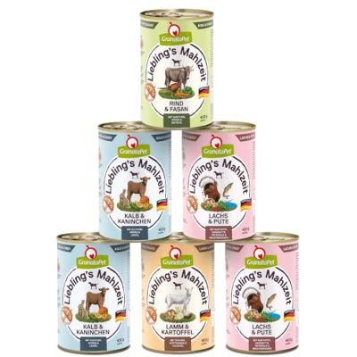 GranataPet Liebling's Mahlzeit Multipack 3 Lot de 3 boîtes de nourriture humide pour chien dans un paquet d'essai Aliment complet sans céréales Nourriture pour chien à haute teneur en viande et GranataPet Liebling's Mahlzeit Multipack 3 Lot de 3 boîtes de nourriture humide pour chien dans un paquet d'essai Aliment complet sans céréales Nourriture pour chien à haute teneur en viande et