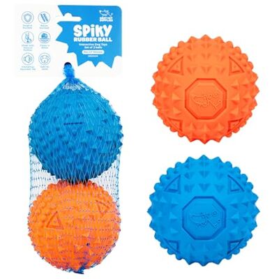Best Pet Supplies Lot de 2 jouets robustes à mâcher pour chiens agressifs, balles à picots non toxiques pour la santé dentaire, interactif, bleu, orange, taille M : 6,3 cm Best Pet Supplies Lot de 2 jouets robustes à mâcher pour chiens agressifs, balles à picots non toxiques pour la santé dentaire, interactif, bleu, orange, taille M : 6,3 cm