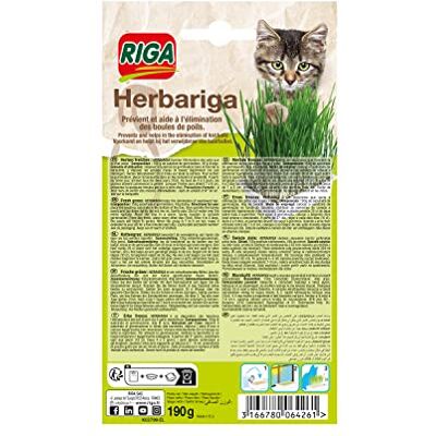 Riga Herbe pour chats, 150g de substrat de germination, 40g d'orge. Riga Herbe pour chats, 150g de substrat de germination, 40g d'orge.