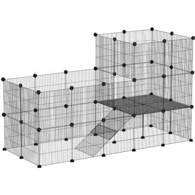 Pawhut Enclos pour Petits Animaux Modulable 2 Niveaux Rampe Lapins Noir Cage à Lapin, 39 Panneaux, Parc Clôture pour Animaux Domestiques Intérieur, pour Cochons d'Inde Hérissons, en Acier Pawhut Enclos pour Petits Animaux Modulable 2 Niveaux Rampe Lapins Noir Cage à Lapin, 39 Panneaux, Parc Clôture pour Animaux Domestiques Intérieur, pour Cochons d'Inde Hérissons, en Acier