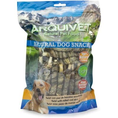Arquivet Twist à la peau de morue roulée 13 cm (1 Kg) Snacks naturels pour chiens Arquivet Twist à la peau de morue roulée 13 cm (1 Kg) Snacks naturels pour chiens