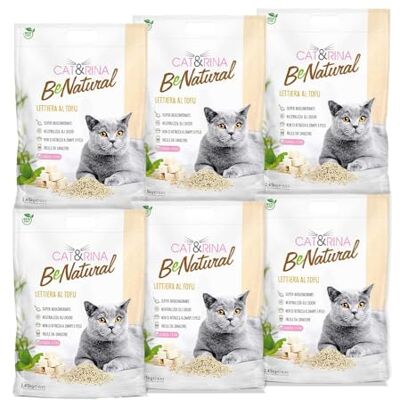 CAT&RINA BeNatural, litière pour chat au tofu 5,5 l Agglomérant et végétal. Jusqu'à 30 jours d'utilisation. Se débarrasse dans les bios ou les toilettes. Sable chat anti odeur classique, 6 pièces CAT&RINA BeNatural, litière pour chat au tofu 5,5 l Agglomérant et végétal. Jusqu'à 30 jours d'utilisation. Se débarrasse dans les bios ou les toilettes. Sable chat anti odeur classique, 6 pièces