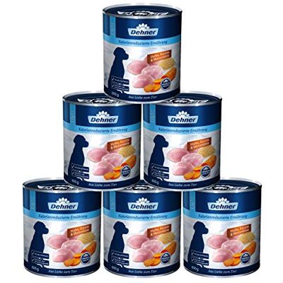 Dehner Nourriture pour chien légère de qualité supérieure Nourriture humide réduite en graisse Pour chiens en surpoids Poulet/carotte 6 boîtes de 800 g (4,8 kg) Dehner Nourriture pour chien légère de qualité supérieure Nourriture humide réduite en graisse Pour chiens en surpoids Poulet/carotte 6 boîtes de 800 g (4,8 kg)