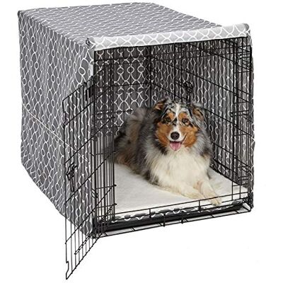 MidWest Homes for Pets Housse de protection pour cage pour chien en polyester et coton résistant avec revêtement en téflon Noir MidWest Homes for Pets Housse de protection pour cage pour chien en polyester et coton résistant avec revêtement en téflon Noir