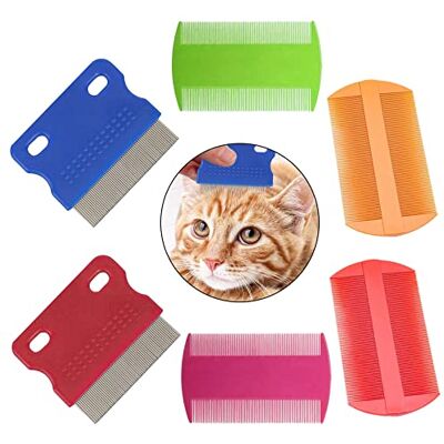 Meisheamin Lot de 6 peignes anti-puces pour chien et chat (couleur aléatoire) Meisheamin Lot de 6 peignes anti-puces pour chien et chat (couleur aléatoire)