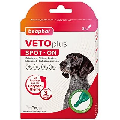 Beaphar VETOplus Spot-On pour chiens de taille moyenne (15-30 kg), 3 x 2 ml Beaphar VETOplus Spot-On pour chiens de taille moyenne (15-30 kg), 3 x 2 ml