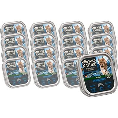 Dehner Wild Nature Nourriture pour chat Adultes, Lac de montagne, Saumon/Truite, 16 x 100 g (1,6 kg) Dehner Wild Nature Nourriture pour chat Adultes, Lac de montagne, Saumon/Truite, 16 x 100 g (1,6 kg)