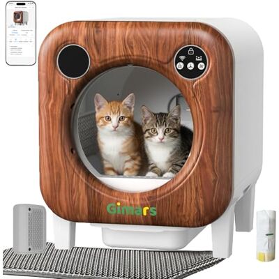 Gimars Litière pour chat XXL 90 L anti-pincement avec contrôle par application, bac à litière automatique pour chat avec tapis, sacs poubelles et marchepied, triple capteurs et contrôle des odeurs Gimars Litière pour chat XXL 90 L anti-pincement avec contrôle par application, bac à litière automatique pour chat avec tapis, sacs poubelles et marchepied, triple capteurs et contrôle des odeurs