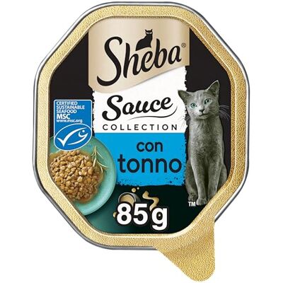 Sheba Sauce Lover Lot de 22 barquettes de 85 g de Nourriture Humide pour Chat, au Thon, 1870 g au Total Sheba Sauce Lover Lot de 22 barquettes de 85 g de Nourriture Humide pour Chat, au Thon, 1870 g au Total