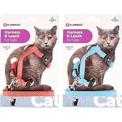 FLAMINGO F Harnais pour chat + sangle AIWA Rouge/Bleu 20-35 cm 10 mm Ass FLAMINGO F Harnais pour chat + sangle AIWA Rouge/Bleu 20-35 cm 10 mm Ass