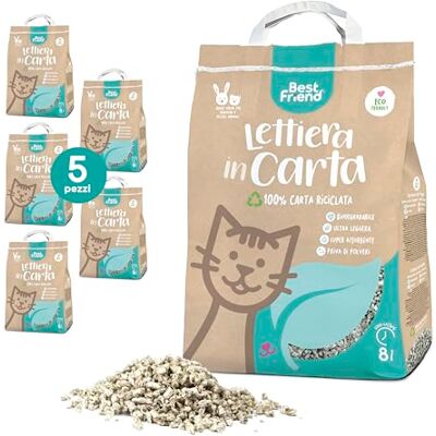 Best Friend Litière pour chats en papier Litière pour chat extra absorbante en papier Se débarrasse dans le bio ou les toilettes Sable chat sans poussière et super léger Lot de 5-8L Best Friend Litière pour chats en papier Litière pour chat extra absorbante en papier Se débarrasse dans le bio ou les toilettes Sable chat sans poussière et super léger Lot de 5-8L