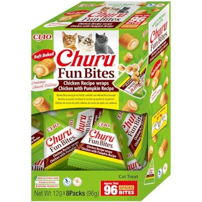 INABA Churu Fun Nourriture pour chat Sans sous-produits Protéines de qualité supérieure avec 56% de poulet Sans céréales Sans sucre Friandises pour chat en petites bouchées 96 g INABA Churu Fun Nourriture pour chat Sans sous-produits Protéines de qualité supérieure avec 56% de poulet Sans céréales Sans sucre Friandises pour chat en petites bouchées 96 g