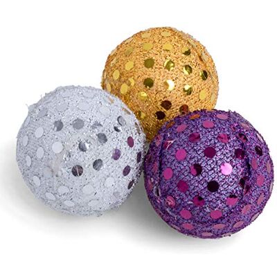Petface Lot de 3 balles pailletées pour chat Petface Lot de 3 balles pailletées pour chat