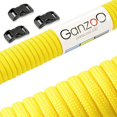 Ganzoo kit paracorde 550 polyvalente jaune 30 m, corde 4 mm 7 brins, charge max 250 kg, pour bracelet, laisse et collier pour chien, loisirs creatifs, survie, 3 mousquetons 10 mm Ganzoo kit paracorde 550 polyvalente jaune 30 m, corde 4 mm 7 brins, charge max 250 kg, pour bracelet, laisse et collier pour chien, loisirs creatifs, survie, 3 mousquetons 10 mm