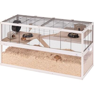 Ferplast Cage à hamster DOMSTER Cage à souris 3 niveaux avec accessoires, plateformes et échelles, métal peint et bois FSC, base transparente, cage en bois pour hamster 120 x 50 x h 66,5 cm Ferplast Cage à hamster DOMSTER Cage à souris 3 niveaux avec accessoires, plateformes et échelles, métal peint et bois FSC, base transparente, cage en bois pour hamster 120 x 50 x h 66,5 cm