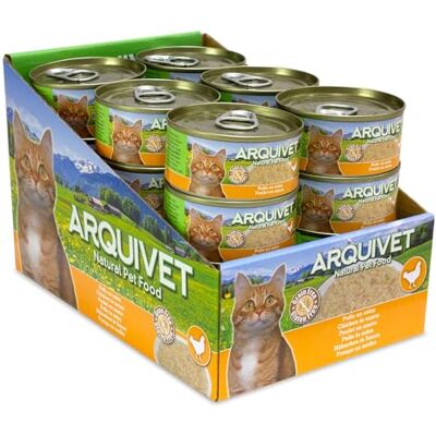 Arquivet PACK 24 unités Poulet en sauce 80 g Boîtes de nourriture humide pour chats Arquivet PACK 24 unités Poulet en sauce 80 g Boîtes de nourriture humide pour chats