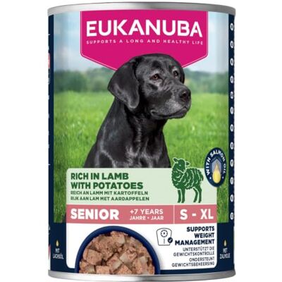 Eukanuba Senior Nourriture humide pour chiens âgés, avec agneau et pommes de terre, sans céréales, 6 boîtes de 400 g Eukanuba Senior Nourriture humide pour chiens âgés, avec agneau et pommes de terre, sans céréales, 6 boîtes de 400 g